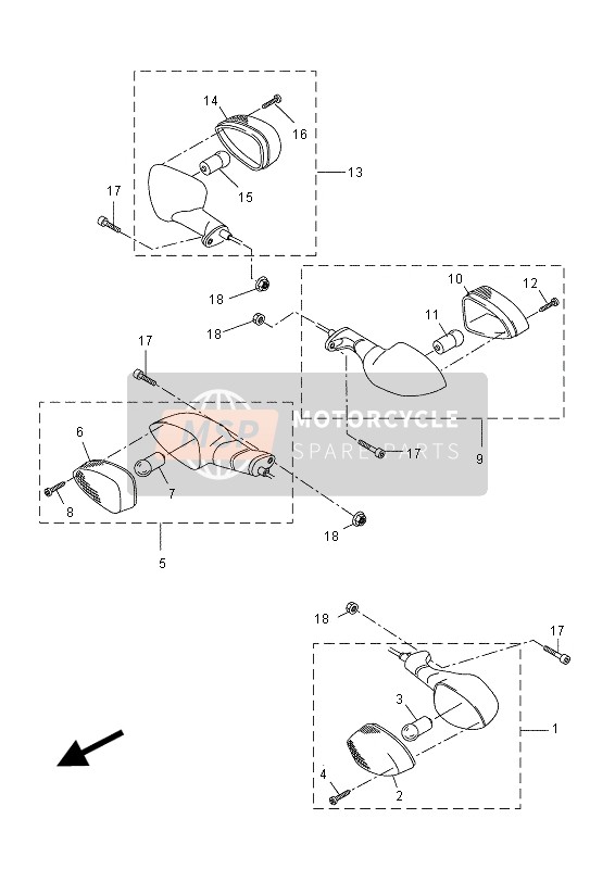 5D7H33302000, Rr Knipperlicht Assy 1, Yamaha, 2