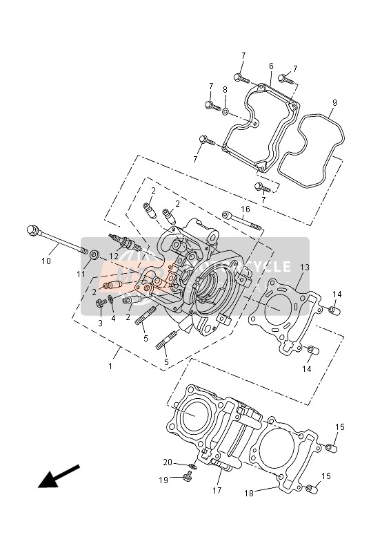 Yamaha MT125A 2015 Cilinderkop voor een 2015 Yamaha MT125A