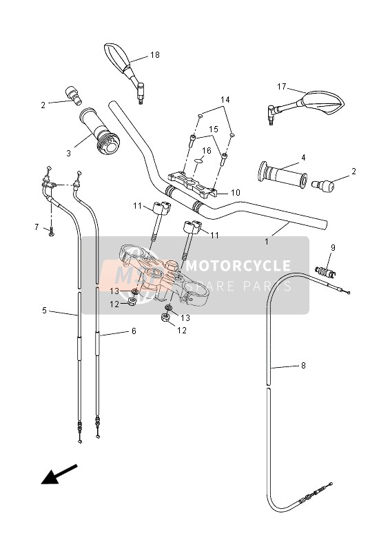 Yamaha MT125A 2015 Steering Handle & Cable for a 2015 Yamaha MT125A