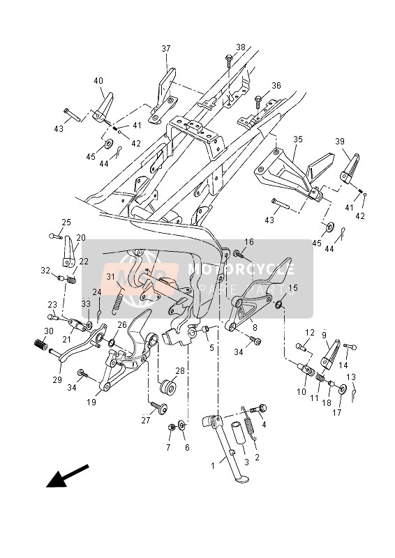 Yamaha MT125A 2015 Standaard & Voetsteun voor een 2015 Yamaha MT125A