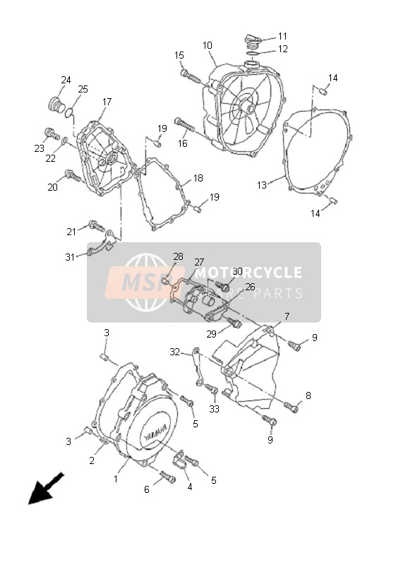 Yamaha YZF-R1 2001 Crankcase Cover 1 for a 2001 Yamaha YZF-R1