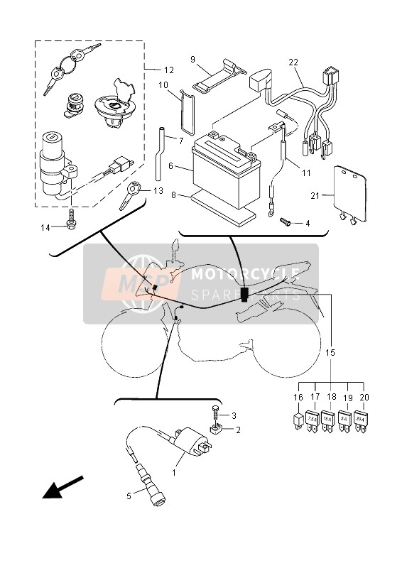 5D7H25110900, Cle,  De Contacteur, Yamaha, 3