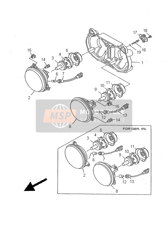 Yamaha TDR125 2000 Faro para un 2000 Yamaha TDR125