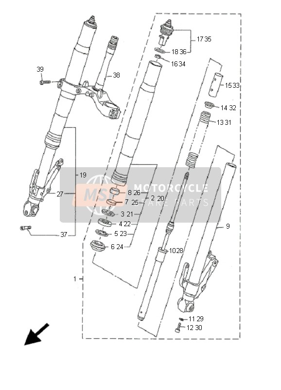 Yamaha YZF-R1 2001 Front Fork for a 2001 Yamaha YZF-R1