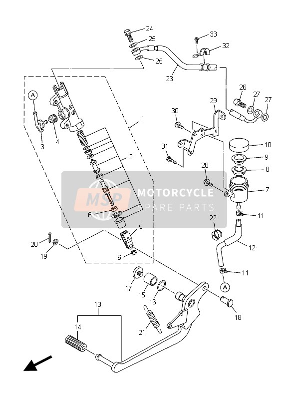 Yamaha XJ6N 2015 Cilindro maestro trasero para un 2015 Yamaha XJ6N