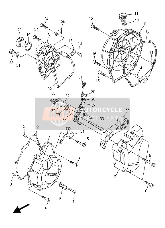 Yamaha XJ6N ABS 2015 Carterdeksel 1 voor een 2015 Yamaha XJ6N ABS