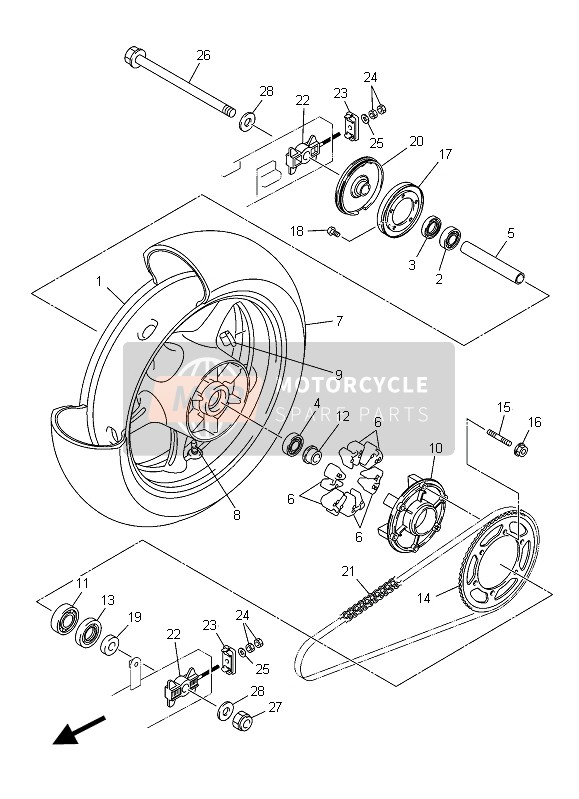 Yamaha XJ6N ABS 2015 Hinterrad für ein 2015 Yamaha XJ6N ABS