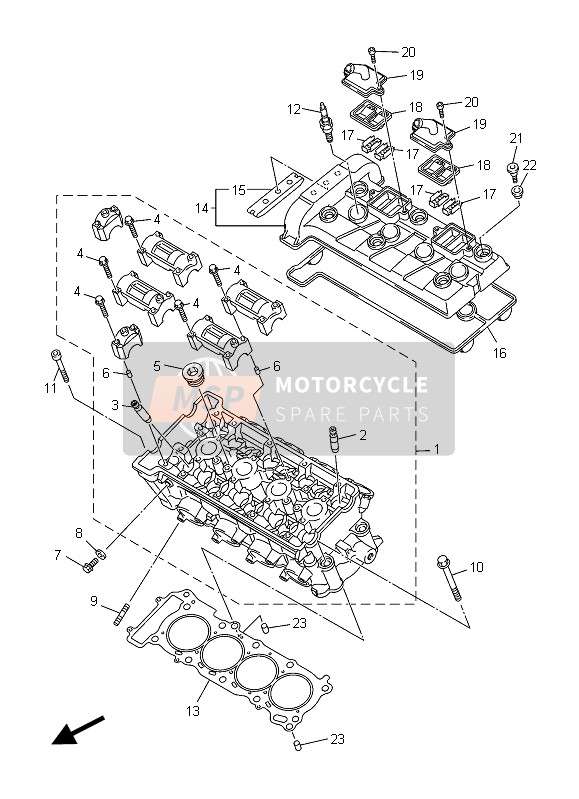 Yamaha XJ6 DIVERSION 2015 Cilinderkop voor een 2015 Yamaha XJ6 DIVERSION