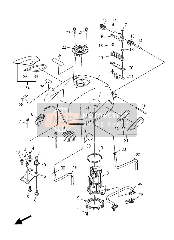 Yamaha XJ6 DIVERSION 2015 Depósito de combustible para un 2015 Yamaha XJ6 DIVERSION