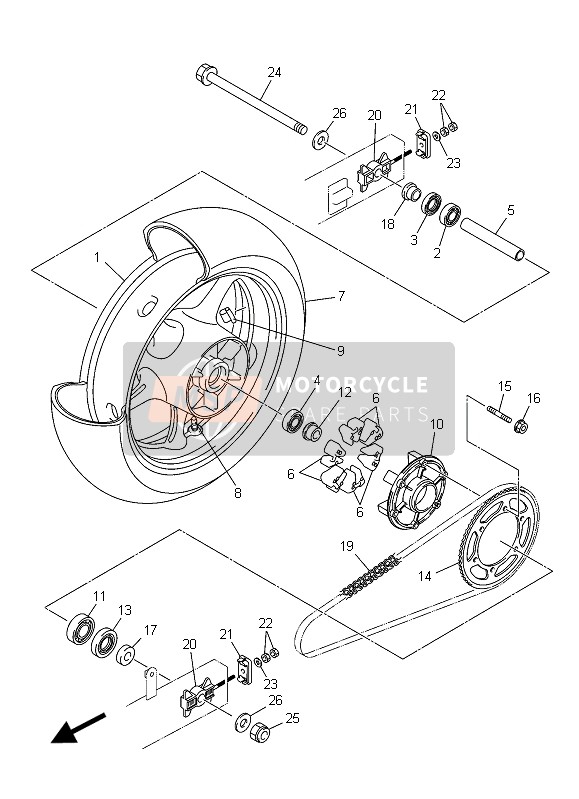 Yamaha XJ6 DIVERSION 2015 Rear Wheel for a 2015 Yamaha XJ6 DIVERSION