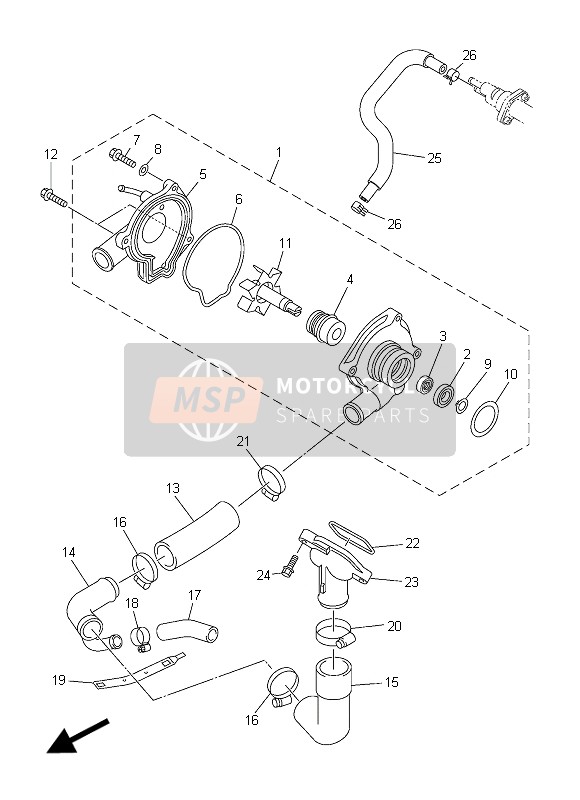 Yamaha XJ6S ABS 2015 Waterpomp voor een 2015 Yamaha XJ6S ABS