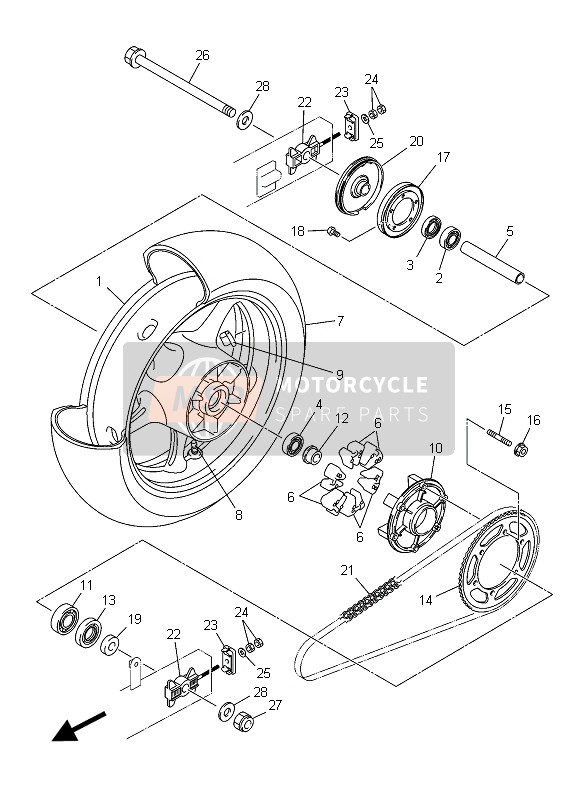 Yamaha XJ6S ABS 2015 Rear Wheel for a 2015 Yamaha XJ6S ABS