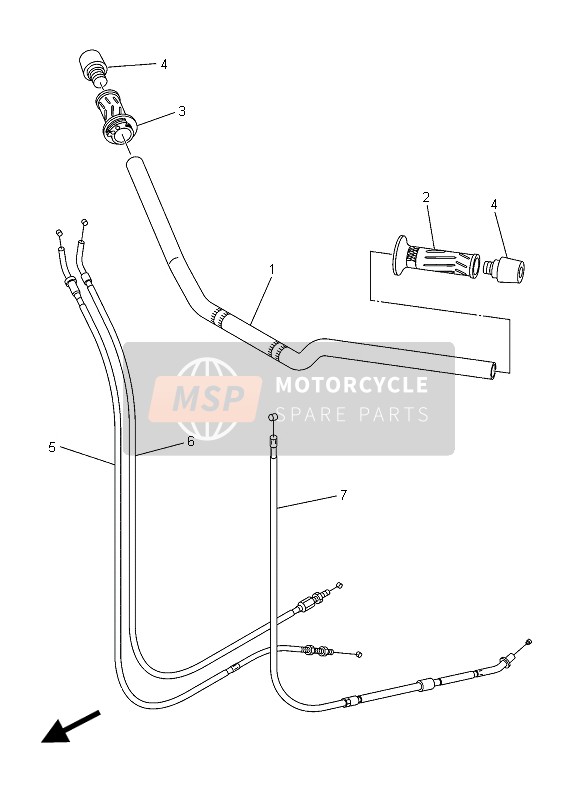 Yamaha XJ6S ABS 2015 Poignée de direction & Câble pour un 2015 Yamaha XJ6S ABS