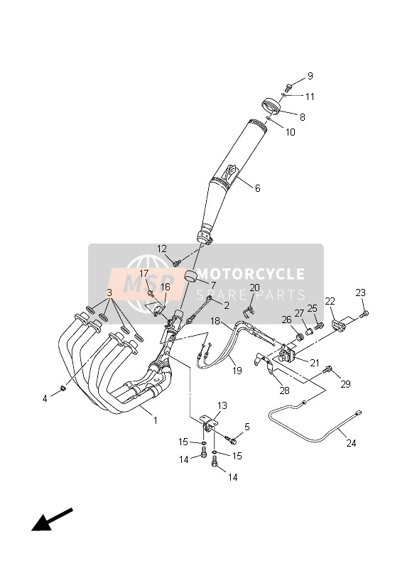 Yamaha XJR1300 2015 Échappement pour un 2015 Yamaha XJR1300