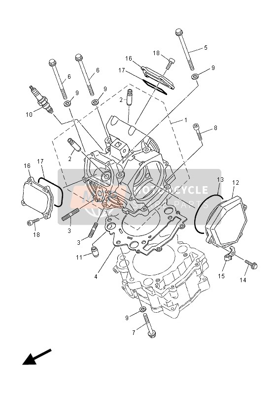 Yamaha XT660Z TENERE 2015 Cylinder Head for a 2015 Yamaha XT660Z TENERE