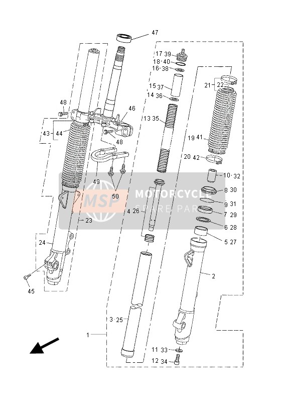 Yamaha XT660Z TENERE 2015 Tenedor frontal para un 2015 Yamaha XT660Z TENERE
