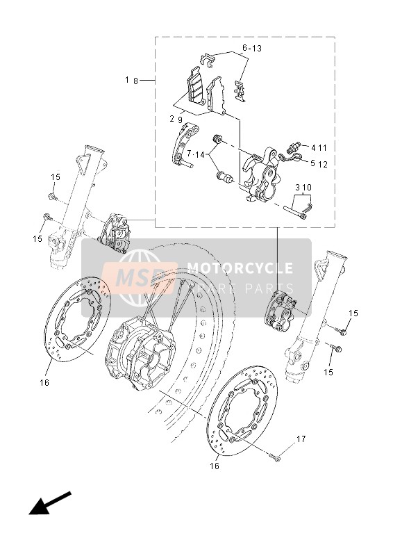 Yamaha XT660Z TENERE 2015 Voor rem voor een 2015 Yamaha XT660Z TENERE