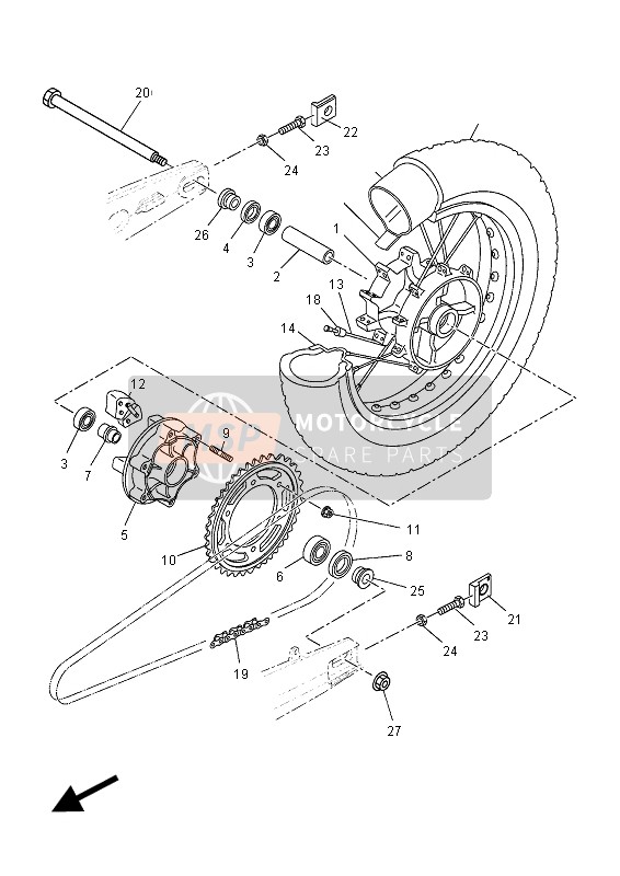 Yamaha XT660Z TENERE 2015 Ruota posteriore per un 2015 Yamaha XT660Z TENERE