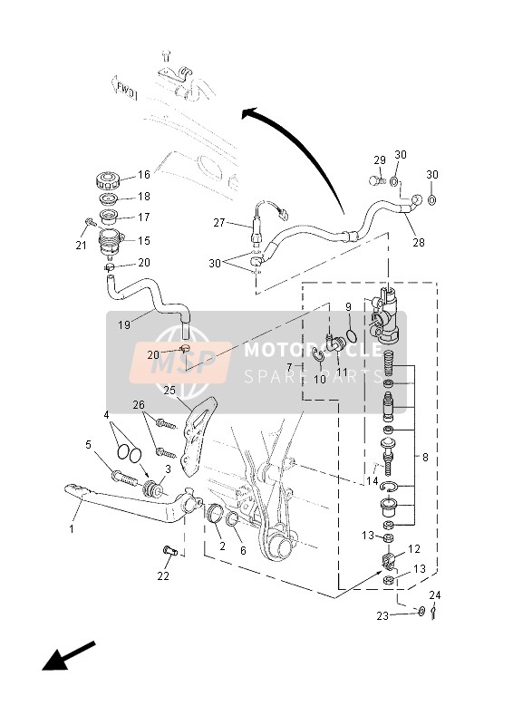 Yamaha XT660Z TENERE 2015 HAUPTZYLINDER HINTEN für ein 2015 Yamaha XT660Z TENERE