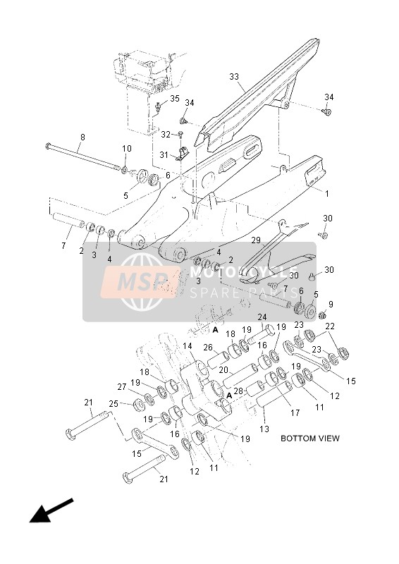 Yamaha XT660ZA TENERE 2015 Achterarm voor een 2015 Yamaha XT660ZA TENERE