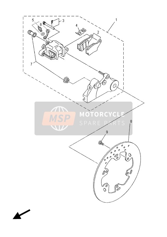 Yamaha XT660ZA TENERE 2015 Freno posteriore per un 2015 Yamaha XT660ZA TENERE