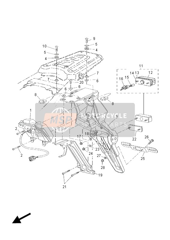 Yamaha XT660ZA TENERE 2015 RÜCKLICHT für ein 2015 Yamaha XT660ZA TENERE