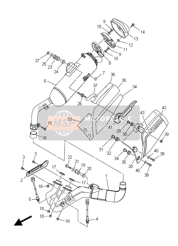 Yamaha XT1200Z 2015 Échappement pour un 2015 Yamaha XT1200Z