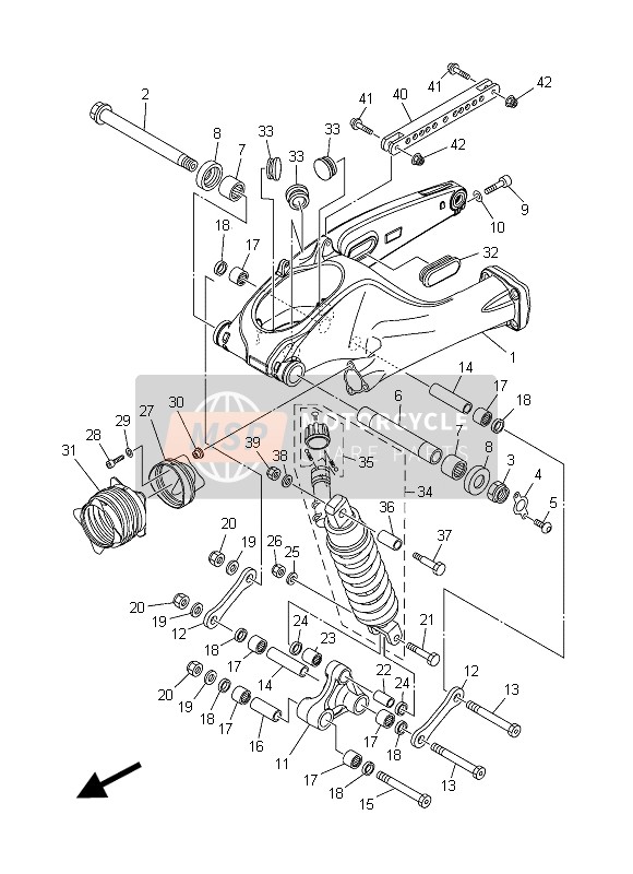 Yamaha XT1200Z 2015 Rear Arm & Suspension for a 2015 Yamaha XT1200Z
