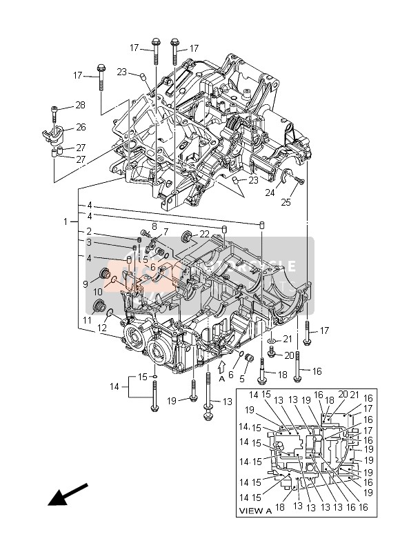 Yamaha XT1200ZE 2015 Crankcase for a 2015 Yamaha XT1200ZE