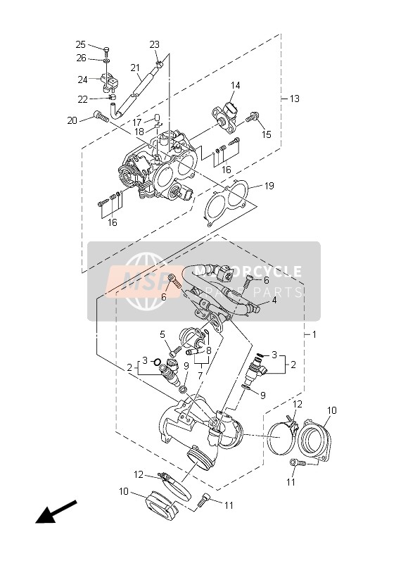 1TP139300000, Pipe Inlet Assembly, Yamaha, 0