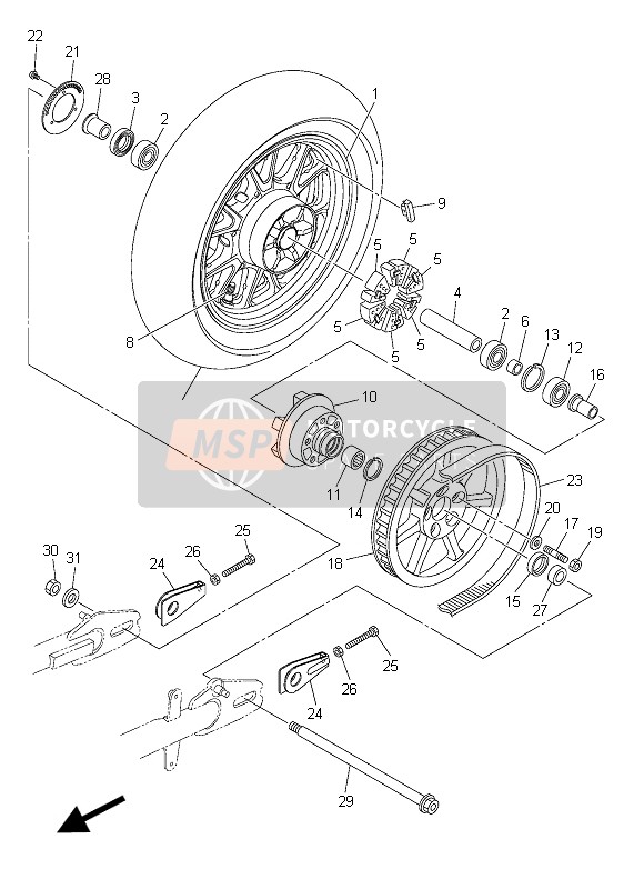 Yamaha XVS950CR 2015 Ruota posteriore per un 2015 Yamaha XVS950CR