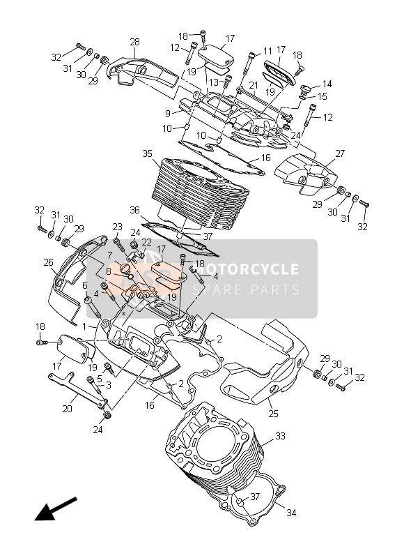 Yamaha XVS1300C 2015 Cilindro per un 2015 Yamaha XVS1300C