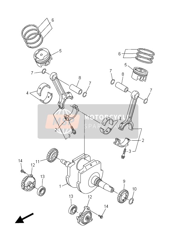 Yamaha XVS1300C 2015 Vilebrequin & Piston pour un 2015 Yamaha XVS1300C