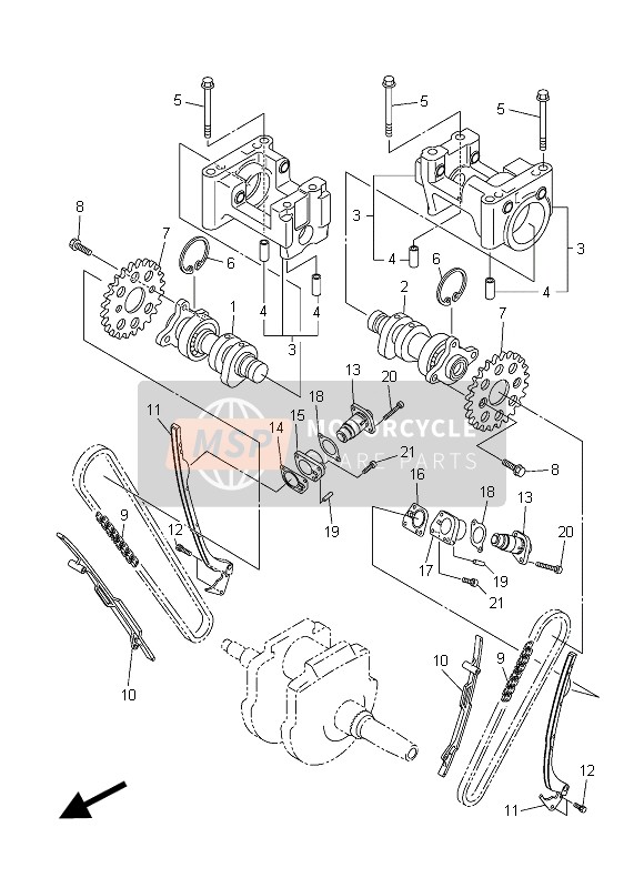 Yamaha XVS1300C 2015 Camshaft & Chain for a 2015 Yamaha XVS1300C