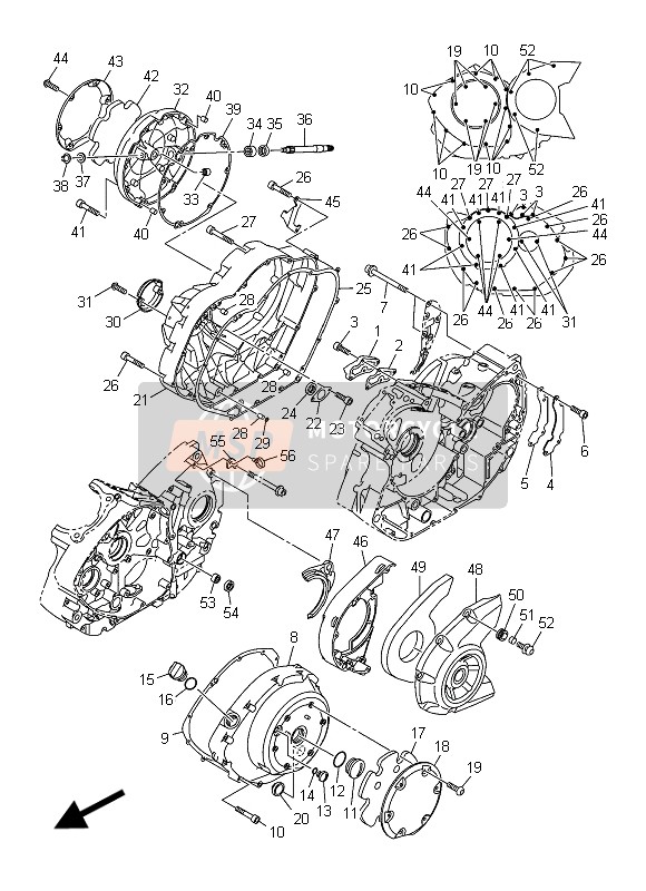 Yamaha XVS1300C 2015 Tapa del cárter 1 para un 2015 Yamaha XVS1300C