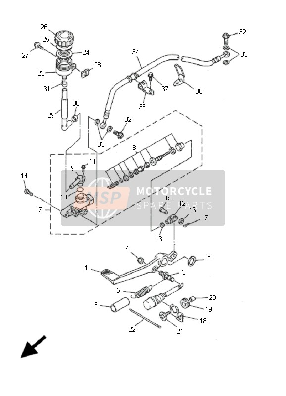 Yamaha YZF-R6 2001 Rear Master Cylinder for a 2001 Yamaha YZF-R6