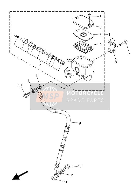 Yamaha XVS1300C 2015 Pompa freno anteriore per un 2015 Yamaha XVS1300C