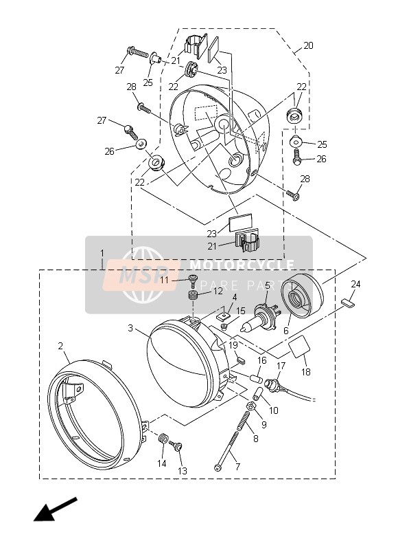 Yamaha XVS1300C 2015 Faro per un 2015 Yamaha XVS1300C