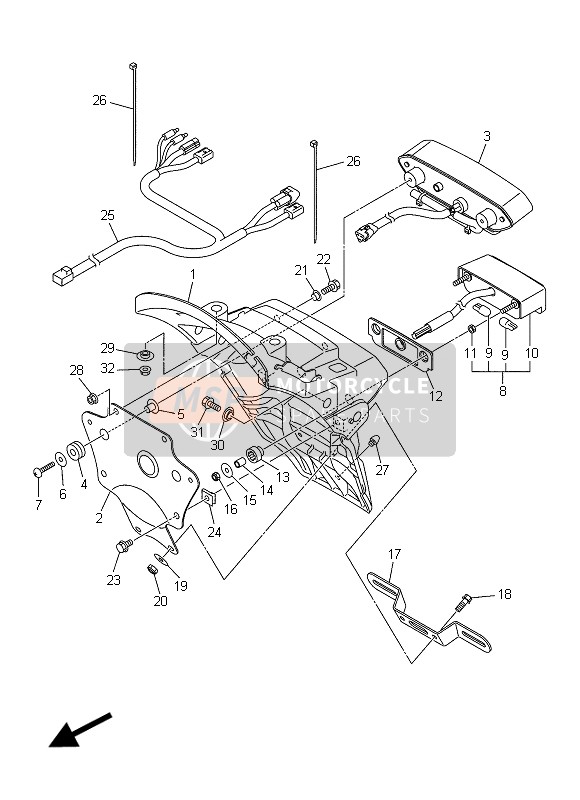 27D847171000, Cordon,  Feu Arriere, Yamaha, 0