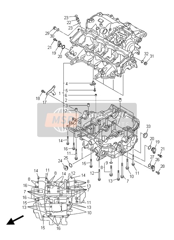 Yamaha YZF-R1 2015 Crankcase for a 2015 Yamaha YZF-R1