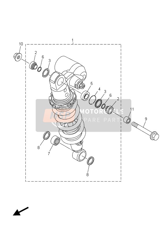 2CR222100000, Stossdampfereinheit, Hinten, Yamaha, 0