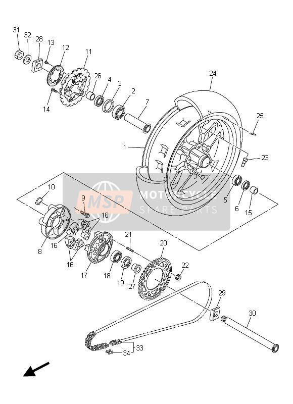 2CR2533800P0, Roue A Branches Ar, Yamaha, 0