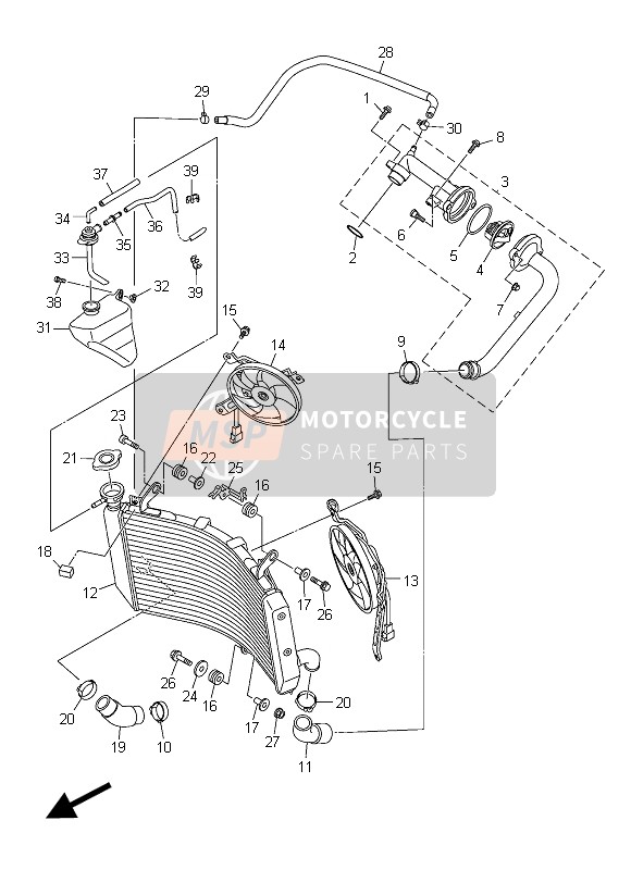 Yamaha YZF-R1M 2015 Termosifone & Tubo per un 2015 Yamaha YZF-R1M