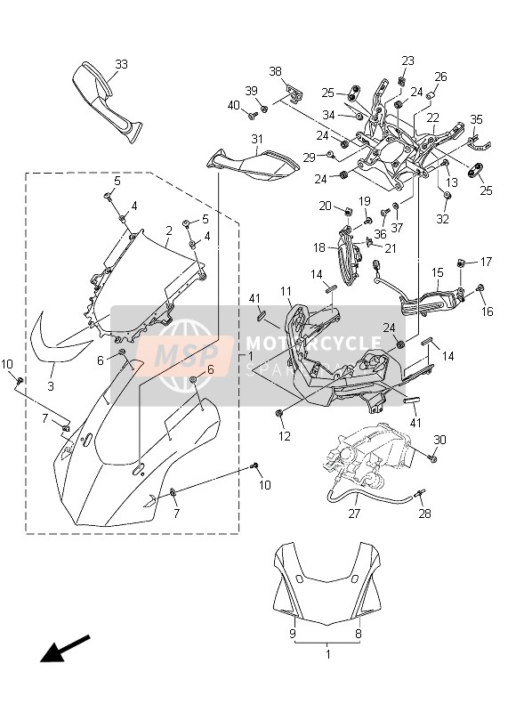 2CR262900100, Rear View Mirror Assy (Right), Yamaha, 0