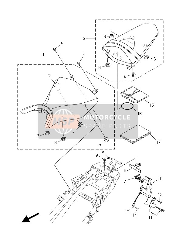 1WDF47500100, Tandem Seat Assy, Yamaha, 0