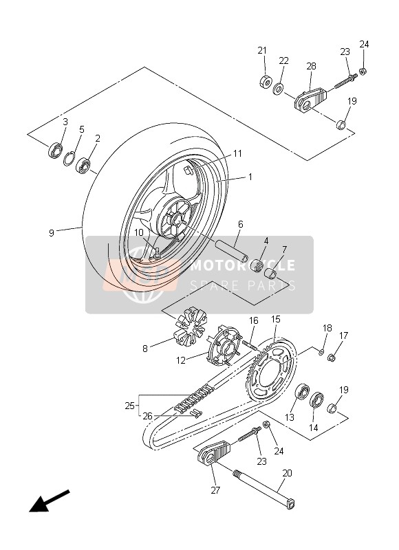 Yamaha YZF-R6 2015 Ruota posteriore per un 2015 Yamaha YZF-R6