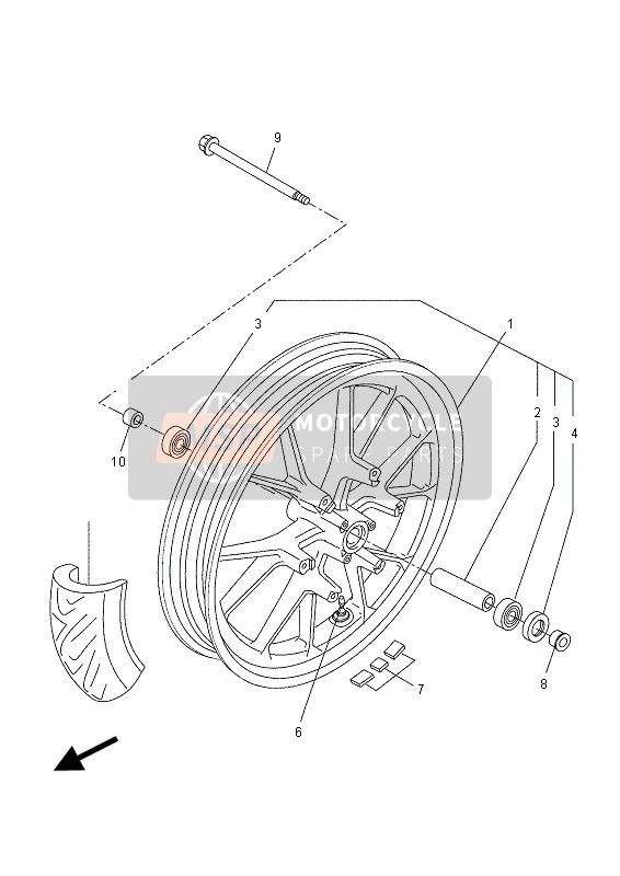 Yamaha YZF-R125 2015 Front Wheel (DPBM13) for a 2015 Yamaha YZF-R125