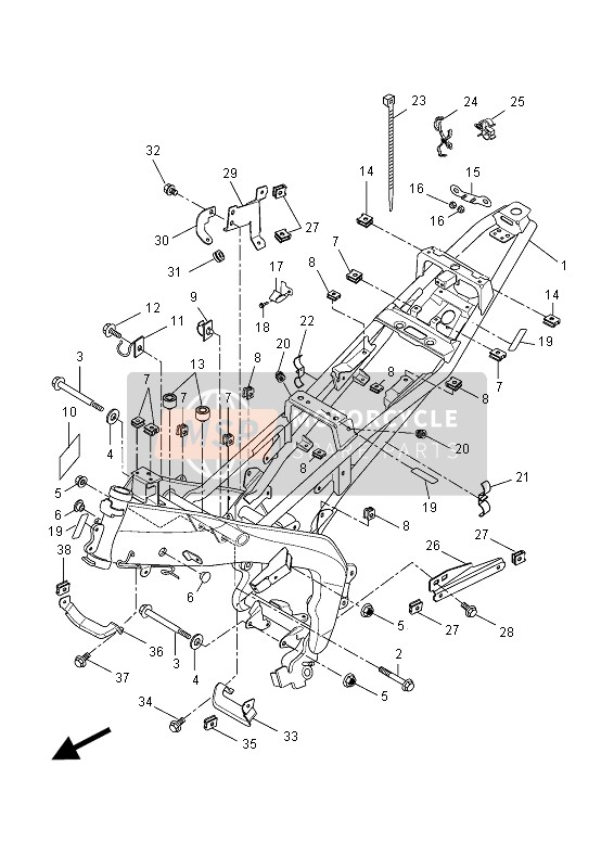 5D7F588G0000, Holder Brake Hose 6, Yamaha, 1