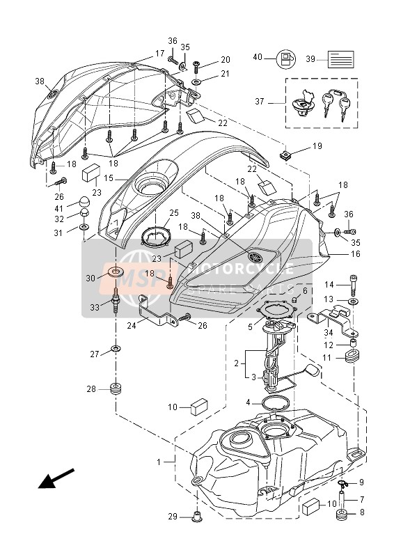 Yamaha YZF-R125A 2015 Depósito de combustible (MNM3-VYR1) para un 2015 Yamaha YZF-R125A