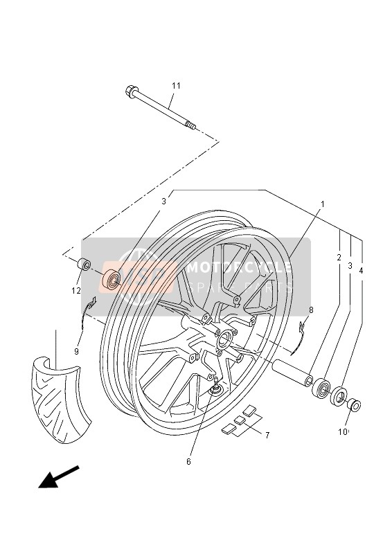 Yamaha YZF-R125A 2015 Front Wheel (MNM3-VYR1) for a 2015 Yamaha YZF-R125A